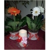 Žvakės dekoruotos kaspinukais, gėlytėmis